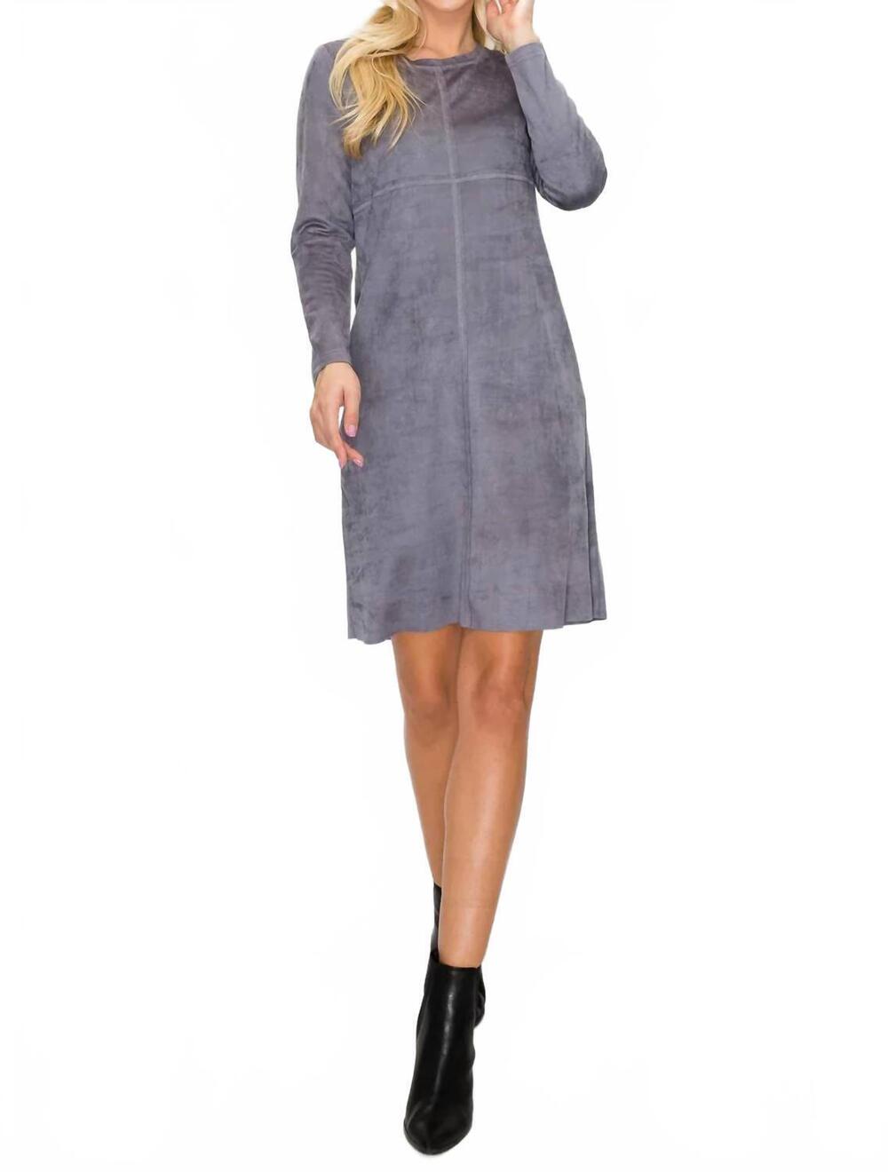 NEW JOH aurora round-neck dress with pockets in charcoal